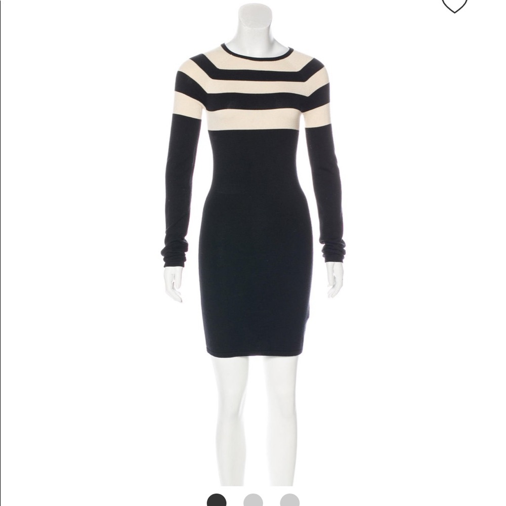 Alexander Wang Striped White Black Crewneck Sweater Dress